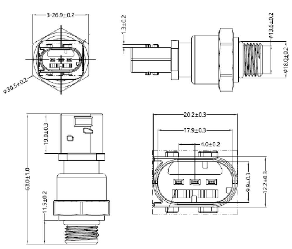 Exhaust Pressure Sensor (Post-DPF) Arocs, Actros